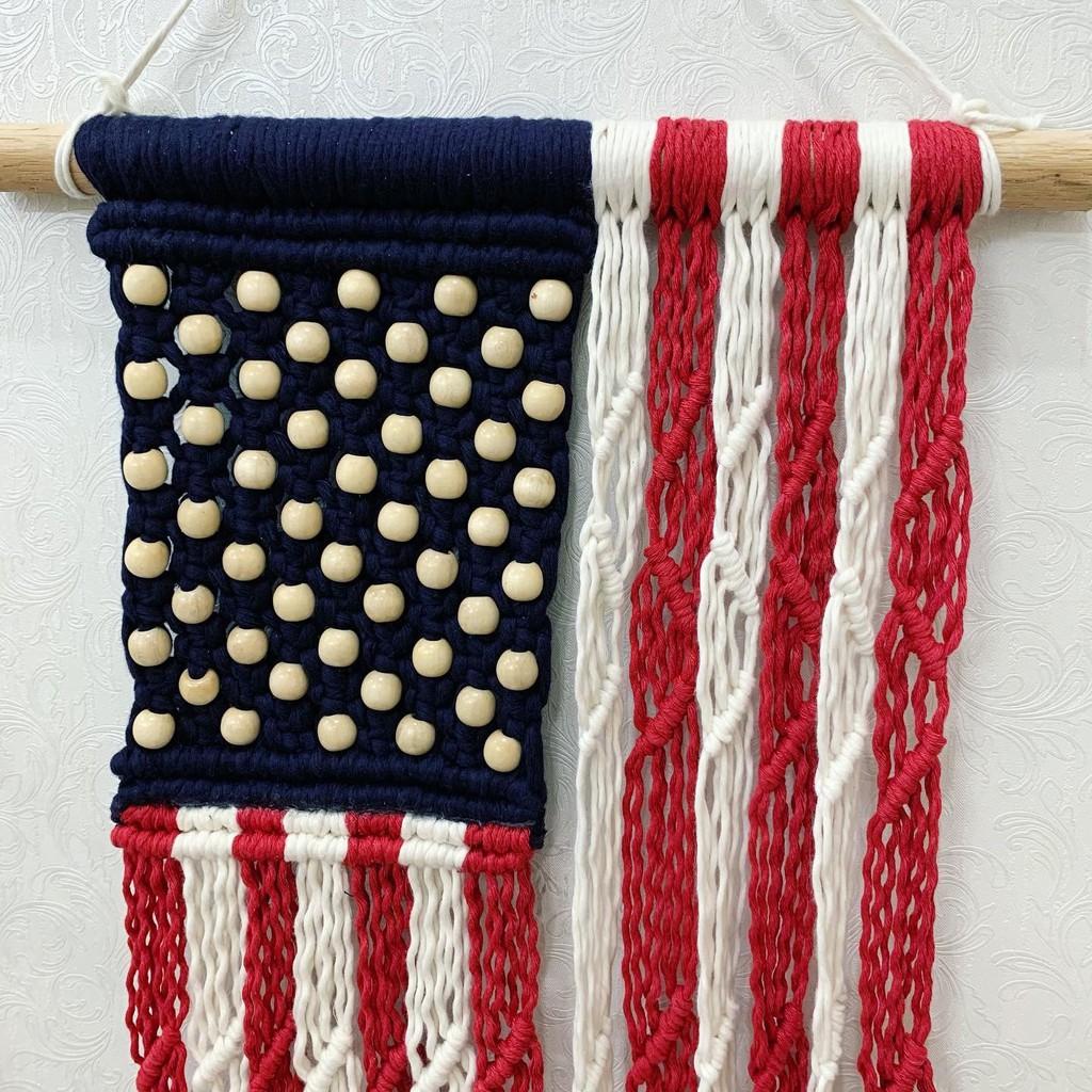 Macrame cờ Mỹ - trang trí tường- ảnh thật