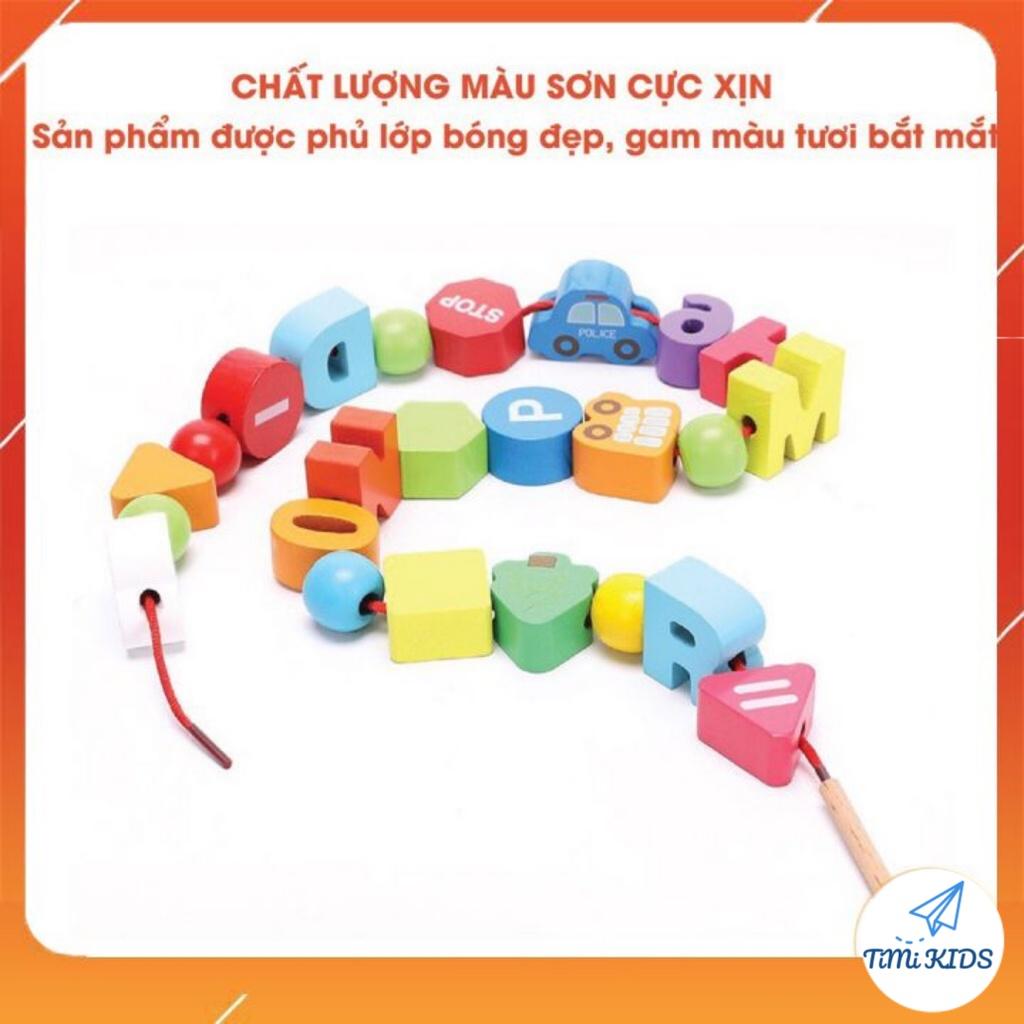 Đồ Chơi Xâu Hạt Gỗ 75 Chi Tiết, Chữ Cái, Số Học Và Phương Tiện Giao Thông Bằng Gỗ Cho Bé Phát Triển Kỹ Năng