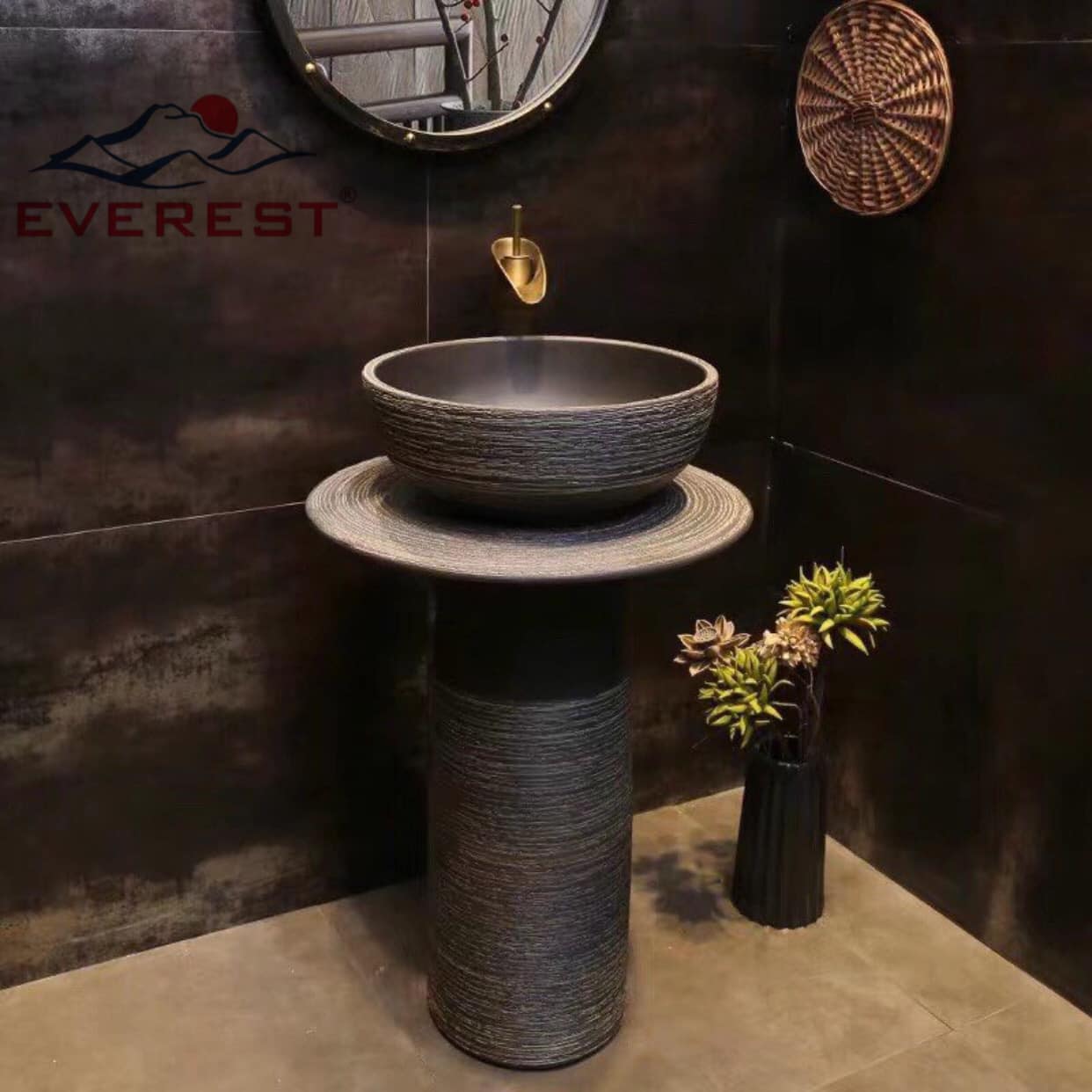 Chậu sứ mỹ thuật lavabo chậu chân EVEREST-CĐC04