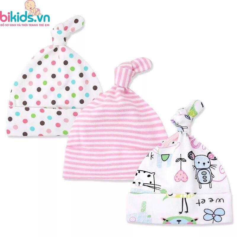  Mũ sơ sinh Momcare set 3c bé gái (0-6M)