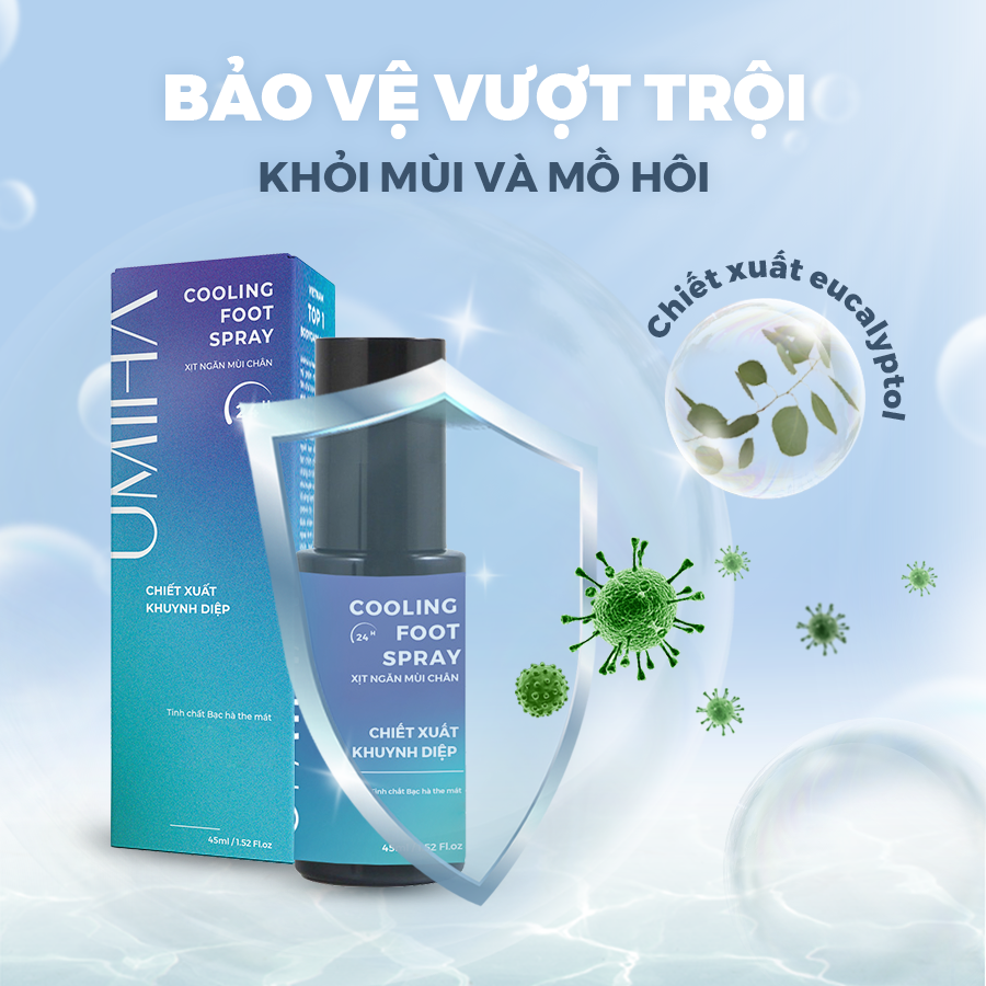 Xịt khử mùi hôi Chân và Giày hữu cơ UMIHOME 50/100ml khử mùi nhanh chóng, giúp ngăn ngừa hôi chân và giày hiệu quả