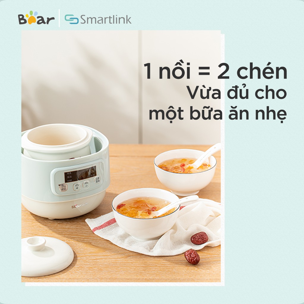 Nồi nấu cháo, ninh, hầm cách thủy Bear DDZ-A08G2 4in1 - Bảo hành 18 tháng - Hàng chính hãng