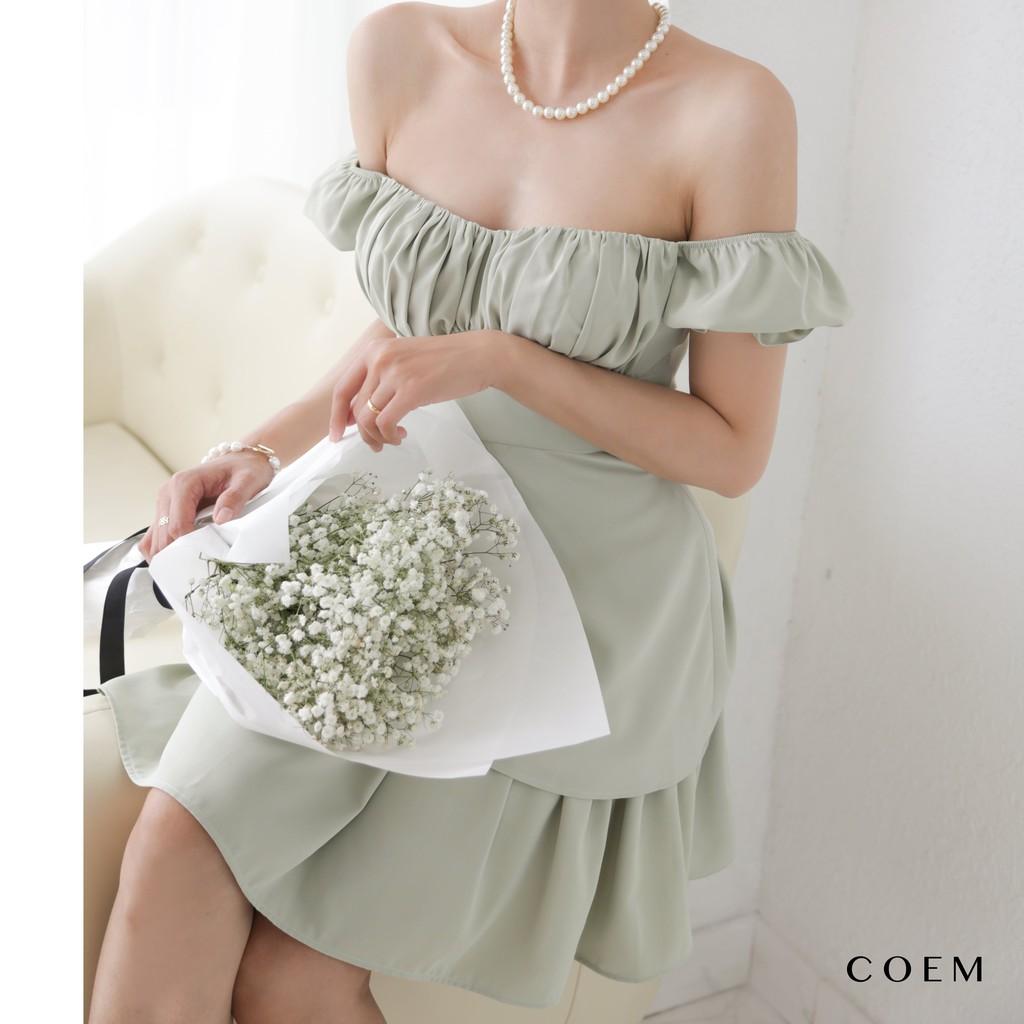 Đầm Ngắn Xòe Bồng 2 Tầng Màu Xanh Bơ kết Hợp Tay Phồng Chất Liệu Lụa Nhung Cao Cấp CO EM Thiết Kế Phù Hợp Mọi Nơi