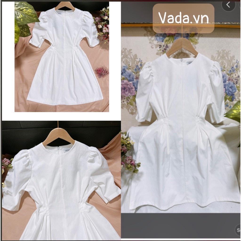Váy đầm dự tiệc tay ngắn cổ tròn đơn giản chít eo siêu iu