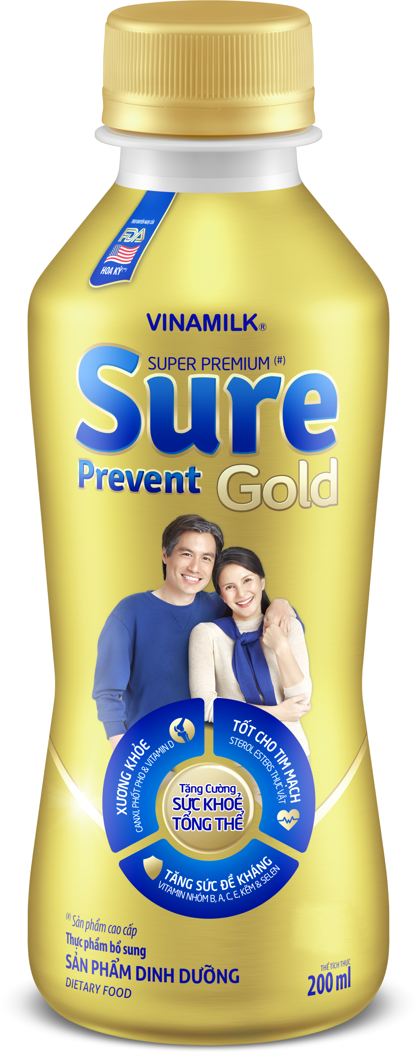 Sản phẩm dinh dưỡng Vinamilk Sure Prevent Gold Chai 200ml (Lốc 6 chai)