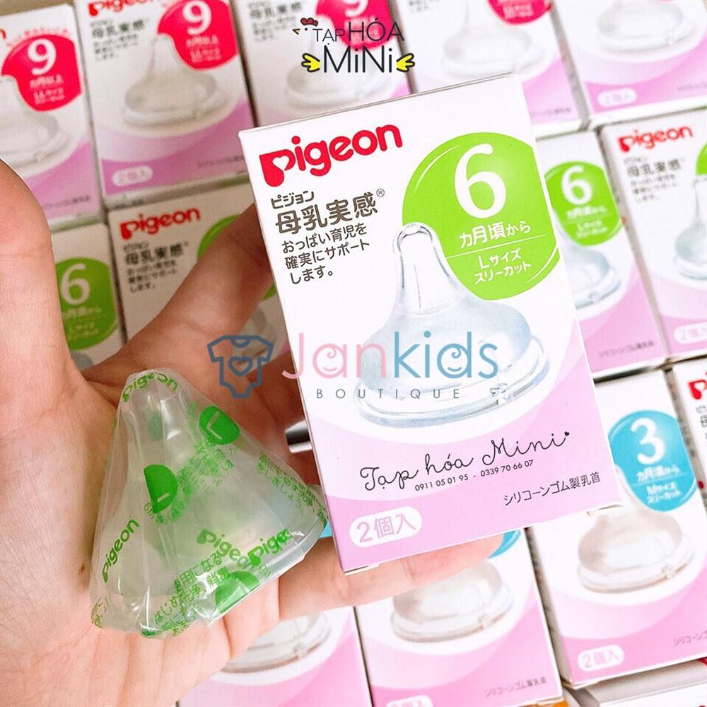 Núm ti thay thế bình sữa Pigeon cổ rộng hộp 2 chiếc
