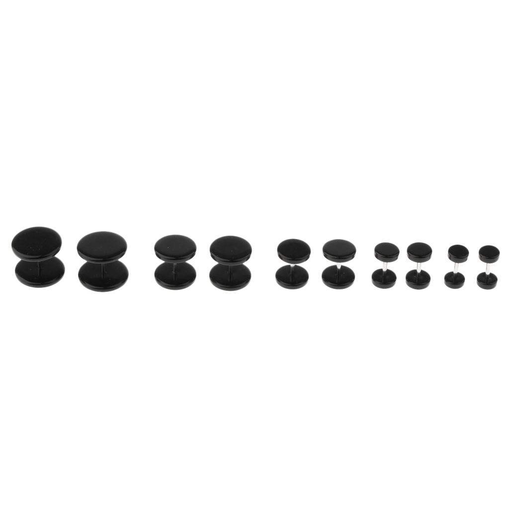 5 Pairs Acrylic Ear Earrings Flesh Tunnels Stainless Steel Fake Plugs 16g