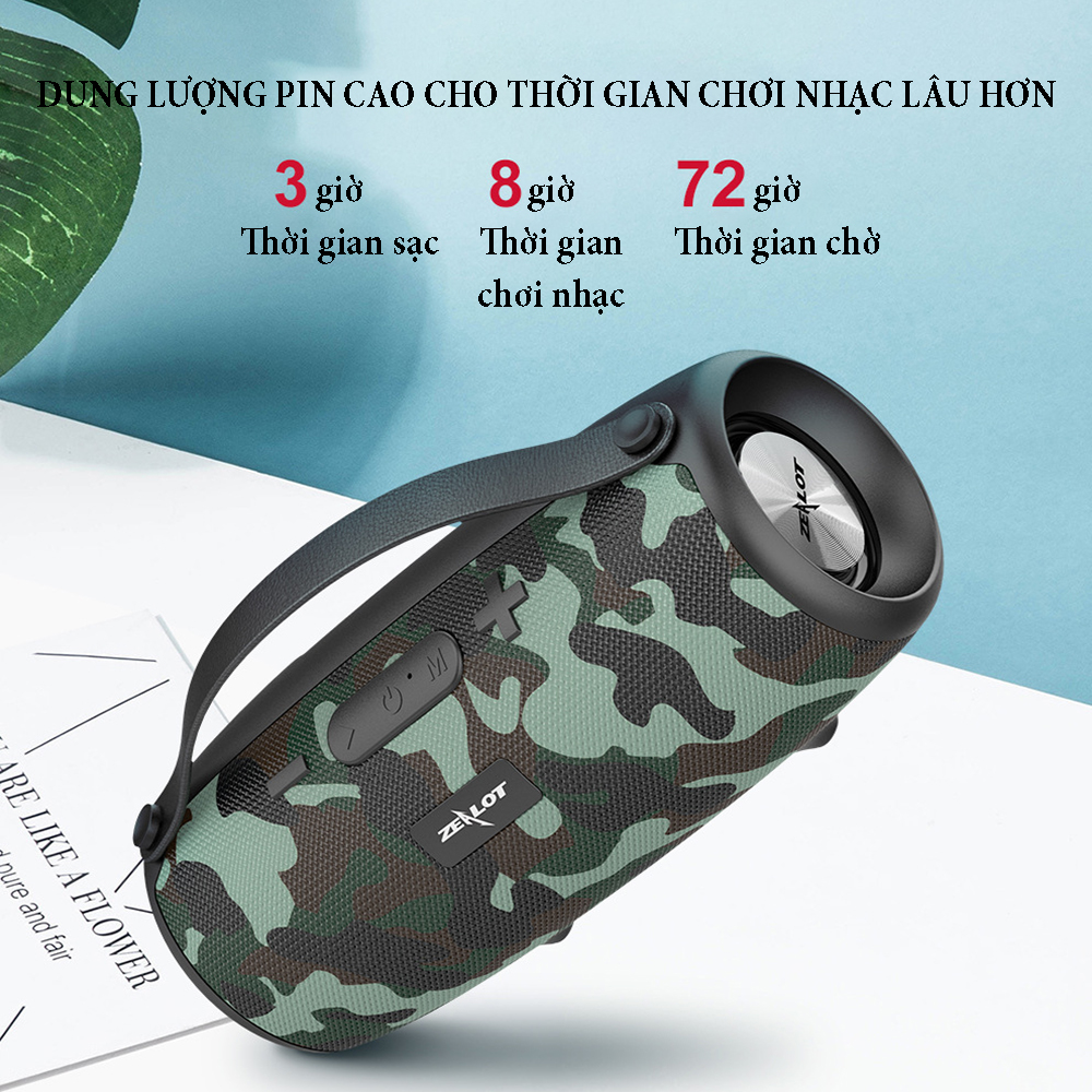 Loa bluetooth âm thanh vòm Zealot S34 với màng rung cộng hưởng thụ động, chống nước, dung lượng pin 1800mAh, công suất 10W, hiệu ứng âm trầm sâu - Hàng chính hãng