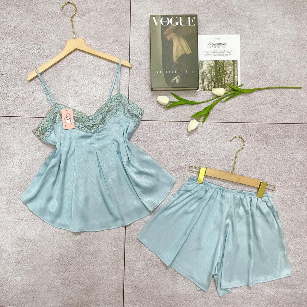 Đồ bộ 2dây lụa xước đủ màu (Đỏ/Xanhdương/Xanhlá/Xanhchuối/Vàng) Freesize 40-60kg