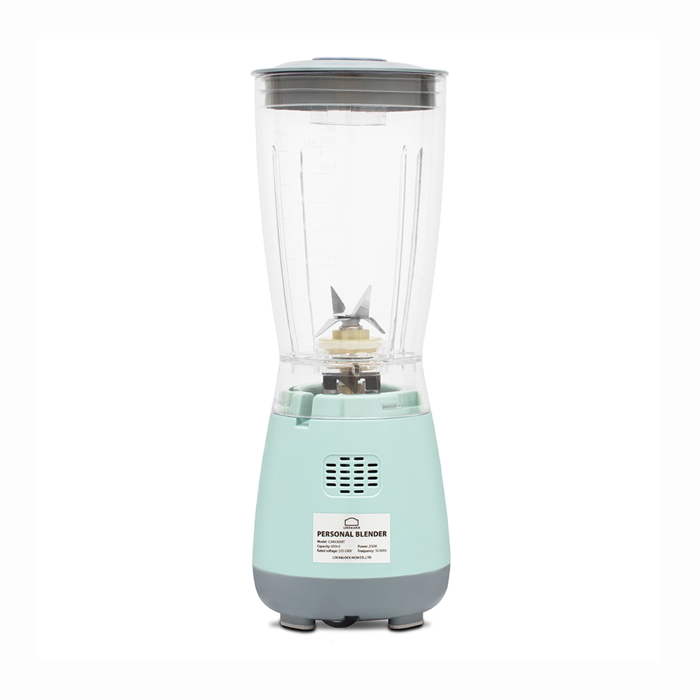 Máy Xay Sinh Tố Lock&amp;Lock Personal Blender 600ml EJM436 (250W) Lưỡi Dao 4 Lá Bằng Thép Không Gỉ, Đế Chống Trượt - Hàng Chính Hãng Tặng Combo Ống Hút + Cọ Rửa