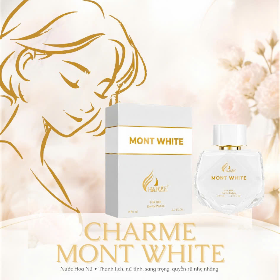 Nước Hoa Nữ Charme Mont White 80ml Chính Hãng – Eau De Parfum – Thanh Lịch, Nữ Tính, Lưu Hương 7–12 Giờ