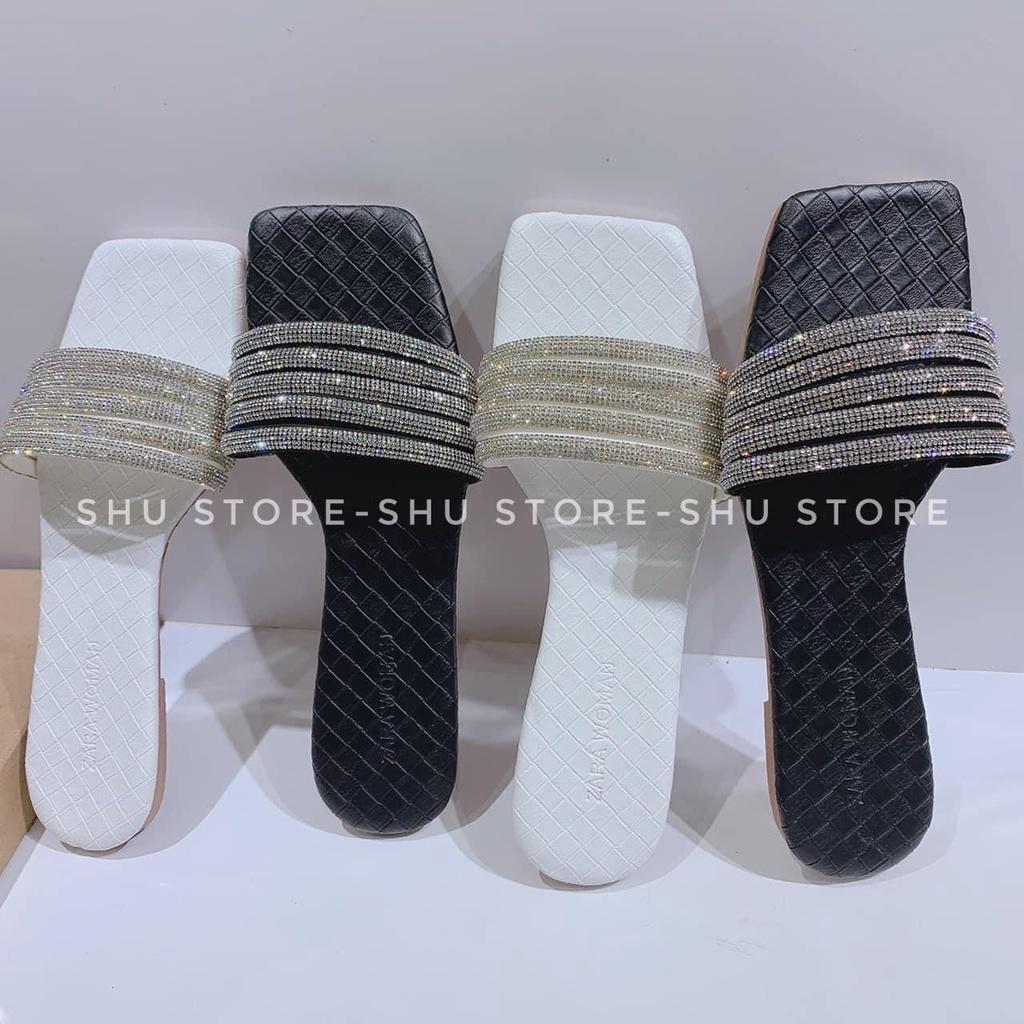 Dép đế bệt nữ đính đá Shu Store - Dép thời trang nữ xinh xắn