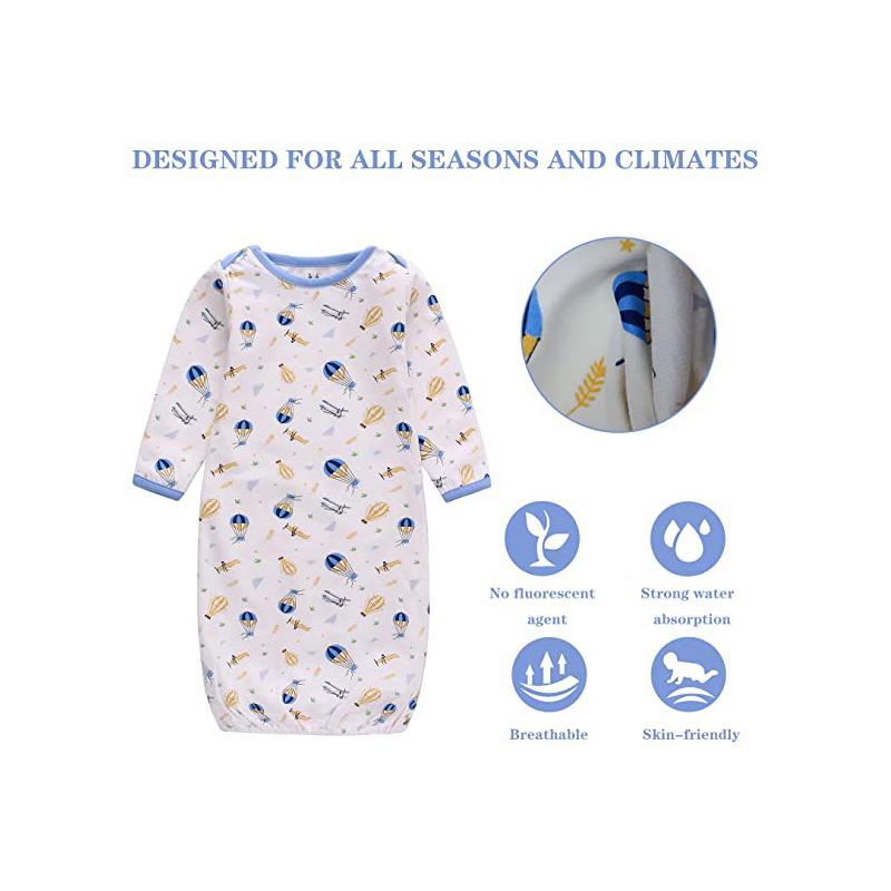 Unisex Cotton Cho Bé Ngủ Áo Sơ Sinh Túi Ngủ Trẻ Sơ Sinh Bé Trai Bé Gái Váy Ngủ Dài Tay Nhà Trang Phục Đồ Ngủ Có Nón Bộ