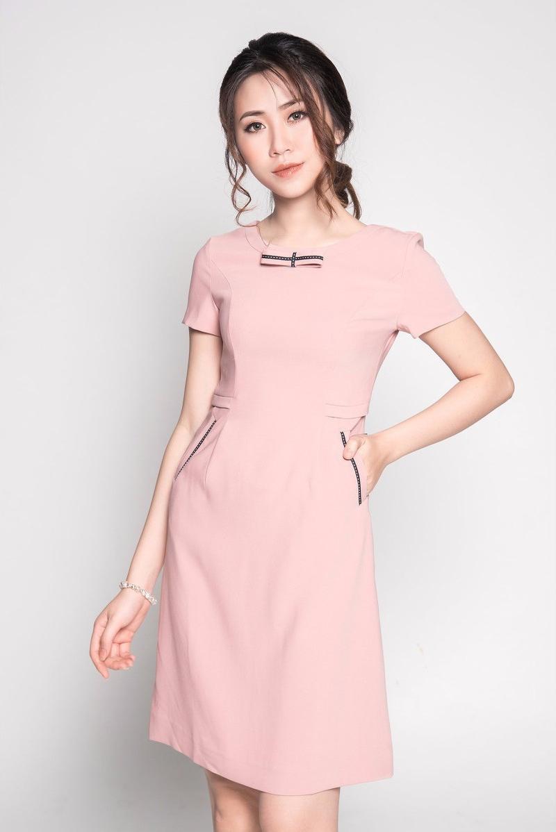 Đầm suông ngắn tay viền túi - DS40