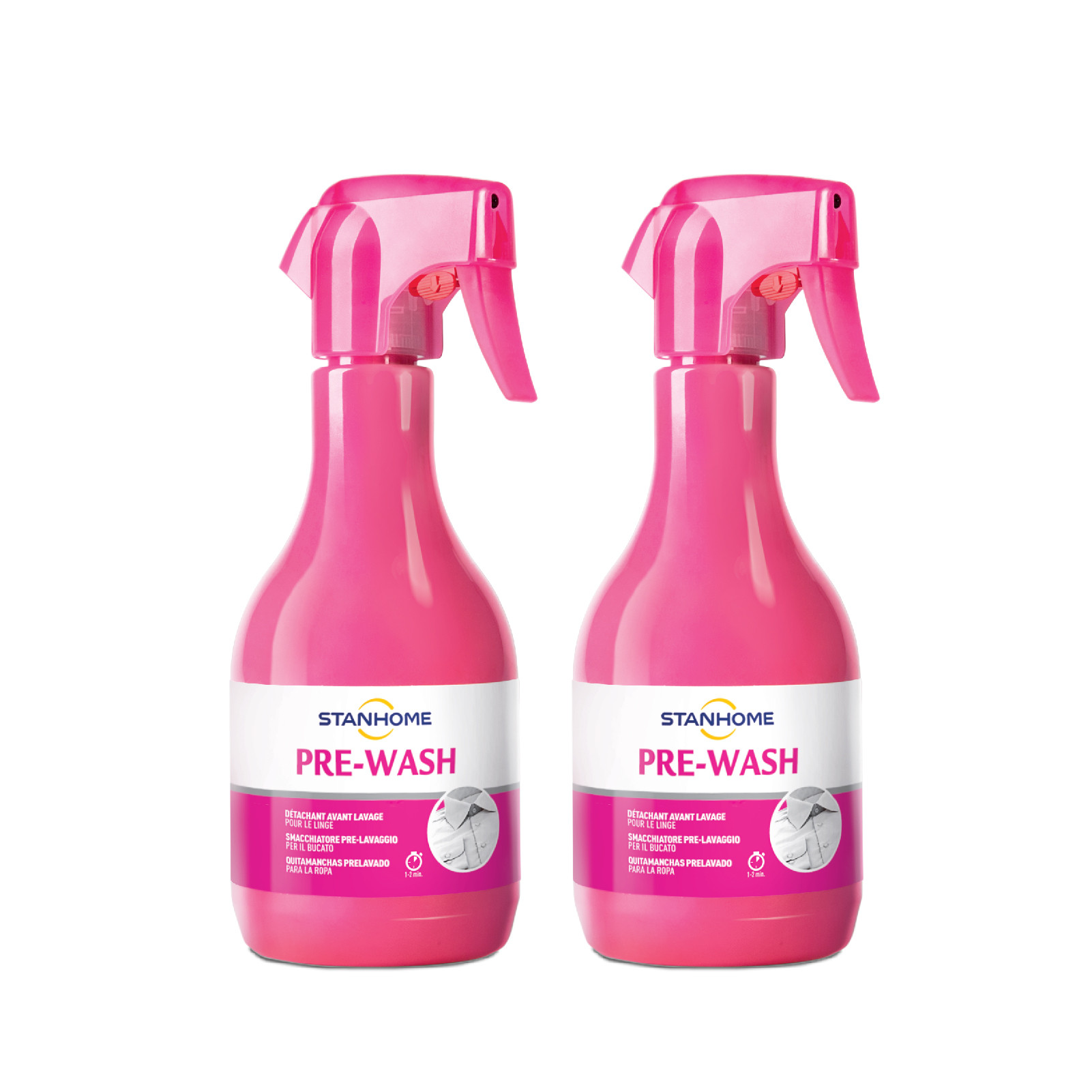 Combo 2 chai 1 vòi Xịt xử lý vết bẩn trước khi giặt Stanhome Pre Wash Ecolabel 500ml/chai- mẫu mới