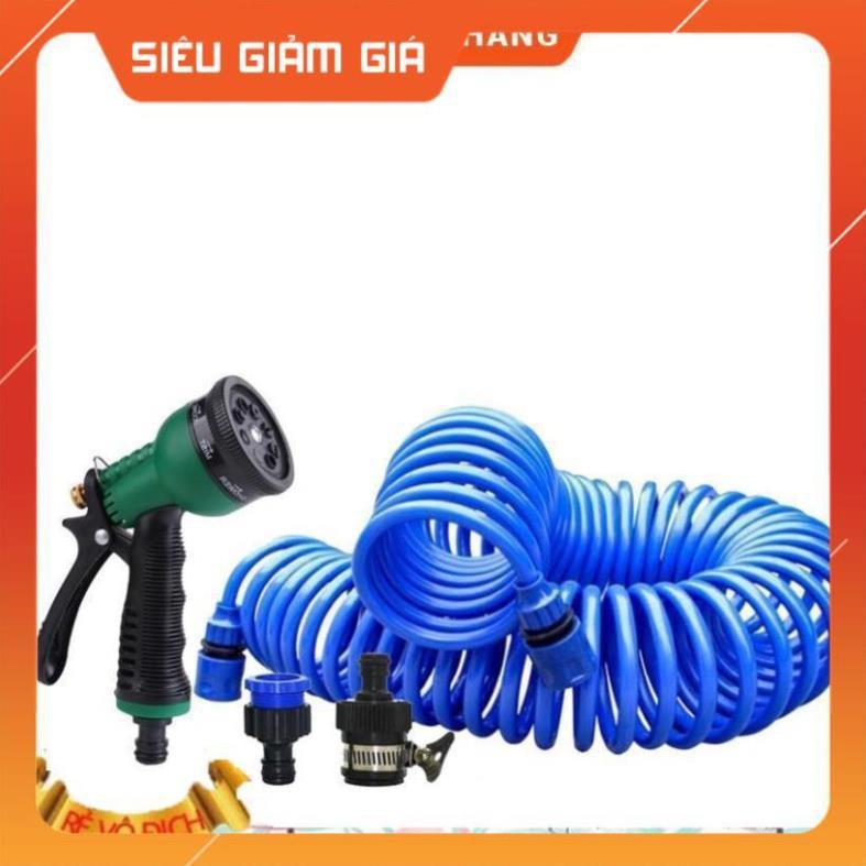 Bộ vòi xịt nước tưới cây đa năng 8 chế độ kèm dây tưới dạng lò xo co dãn 815814 loại 10m