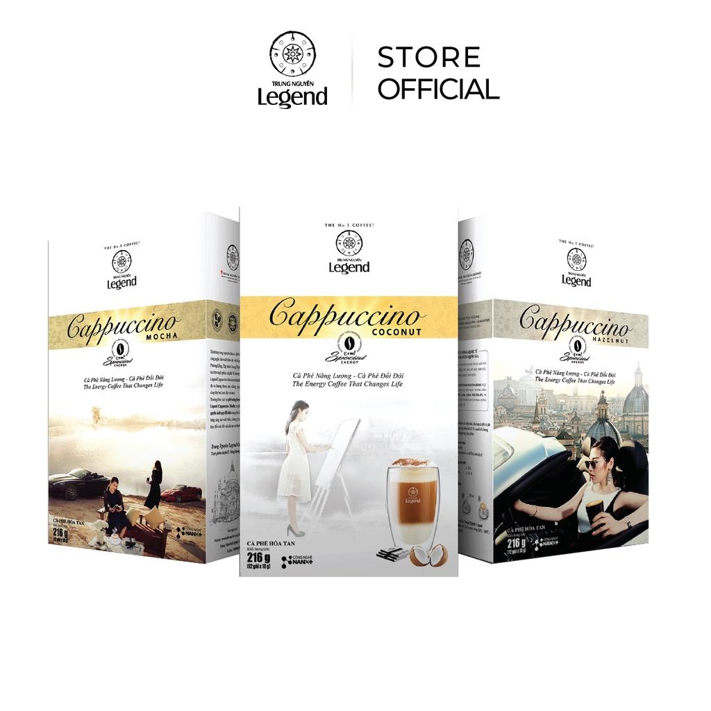 Combo 3 - Cappuccino Coconut - Cappuccino Hazelnut - Cappuccino Mocha - Hộp 12 Gói - Trung Nguyên Legend