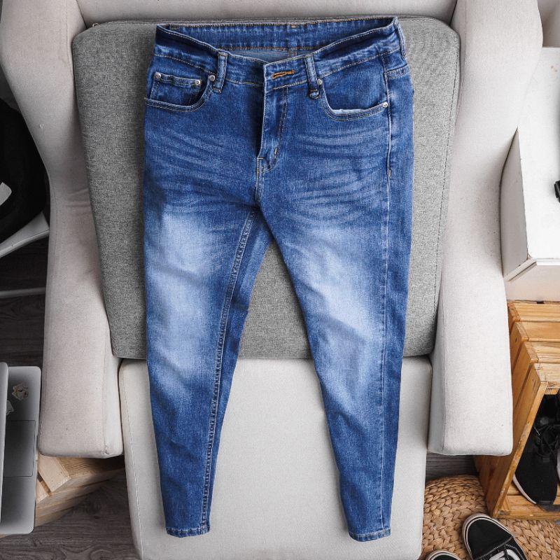 Quần jean nam cao cấp hàng vnxk slimfit màu xanh - co giãn - ôm nhẹ