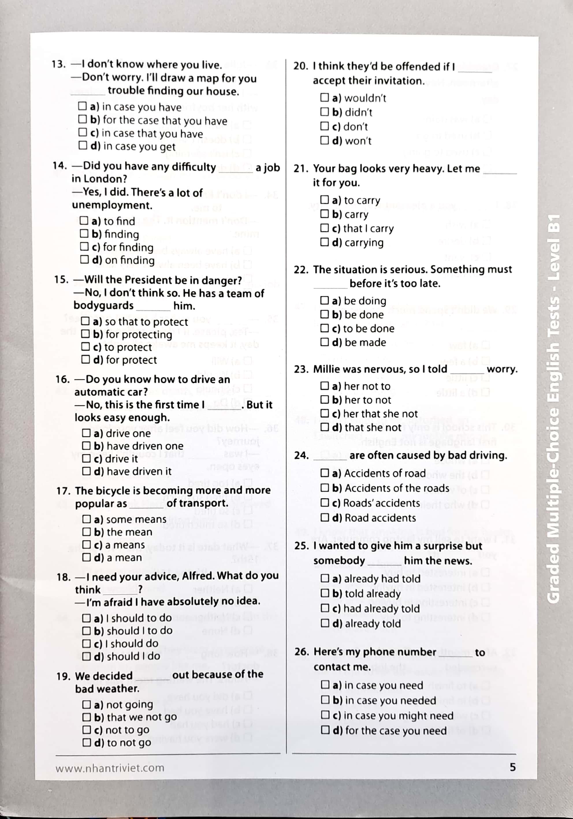 Sách Graded Multiple - Choice English Test Level B1( Không CD)