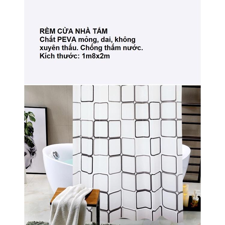 Rèm cửa nhà Tắm decor không thấm nước cao 2m