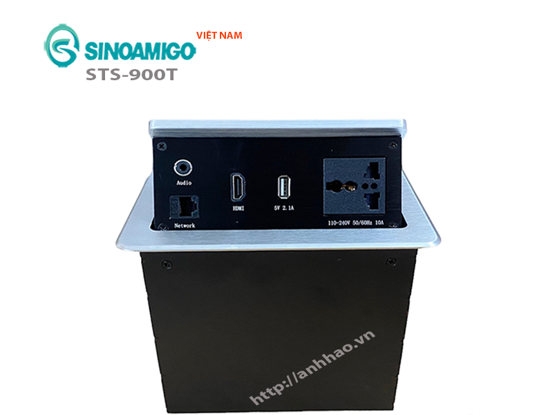Ổ điện âm bàn làm việc, bàn văn phòng Sinoamigo STS-900T, tích hợp điện, lan, HDMI, audio, USB 5V-2.1A - Hàng chính hãng