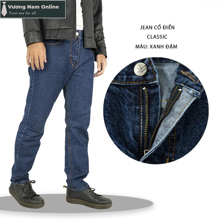 Quần jean nam chất bò trung niên ống suông trơn đẹp cao cấp big size