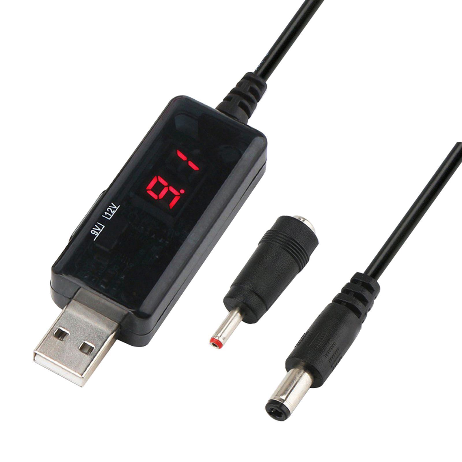 USB DC 5V to 12V 9V Power Cable Step up for 5.5/3.5mm Router Lamp Speaker