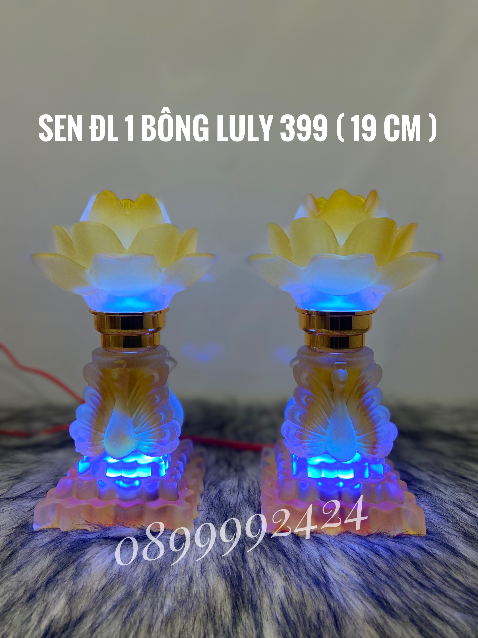 ĐÈN THỜ PHA LÊ CAO CẤP LƯU LY 399 (19cm) 1 CẶP