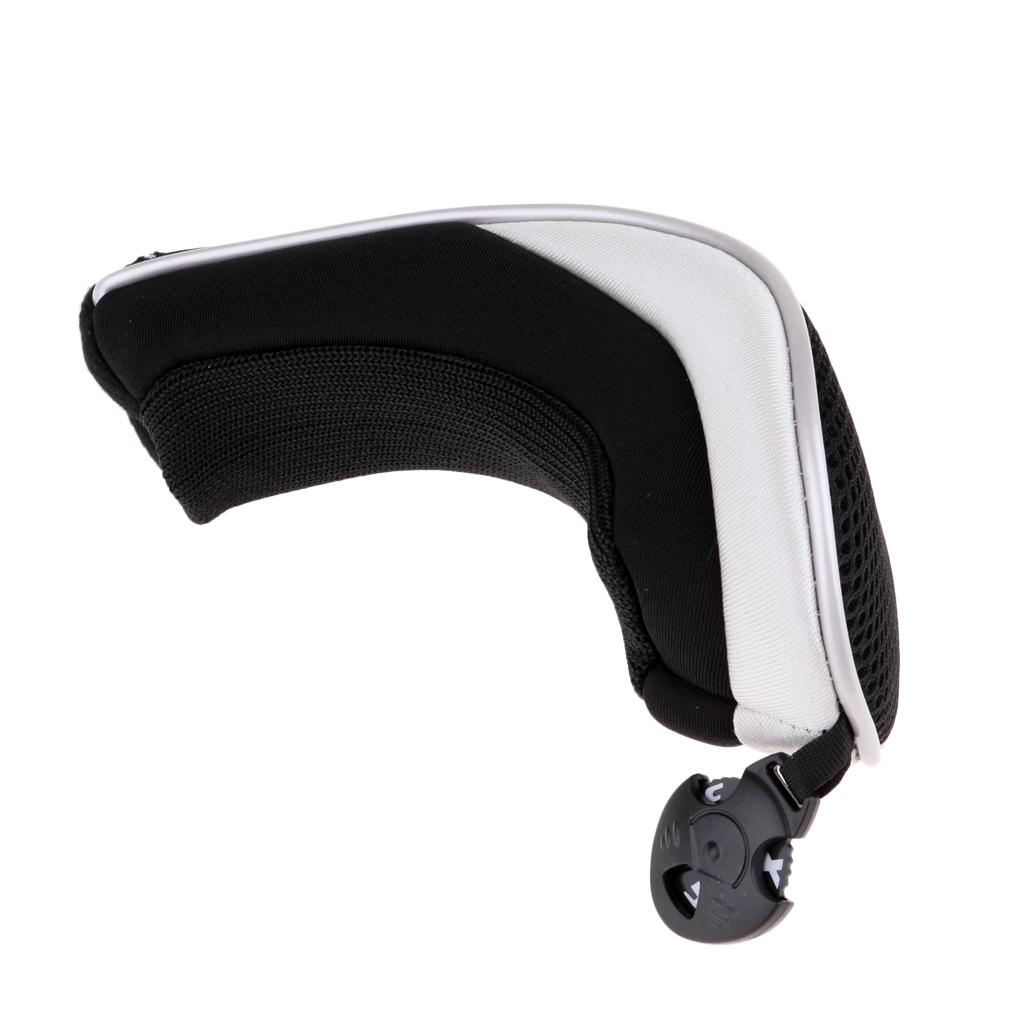Golf Hybrid UT Club Head Cover Headcover & Adjustable Number Tag 2 3 4 5 7 X - Premium, Durable & Portable - Black, 3 Pieces