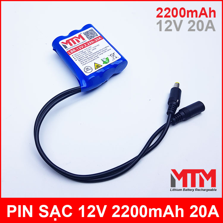 Pin sạc lithium 12V 2200mah 3S chịu tải 20A MTM chính hãng