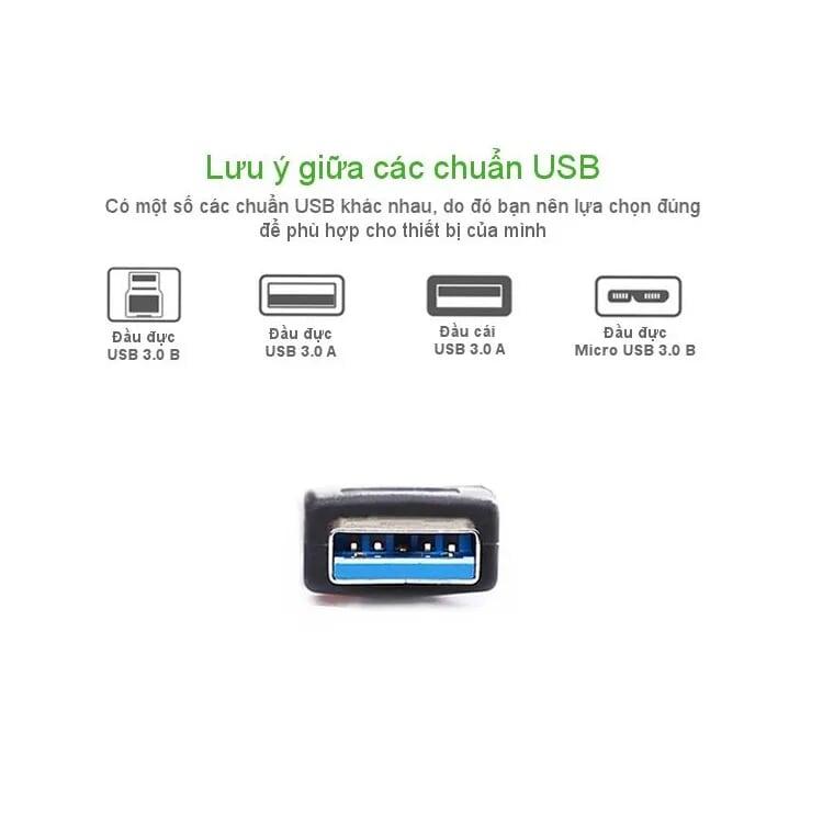 Ugreen UG10804US128TK 1.5M màu Đen Cáp 2 đầu USB 3.0 dương dáng dẹt - HÀNG CHÍNH HÃNG