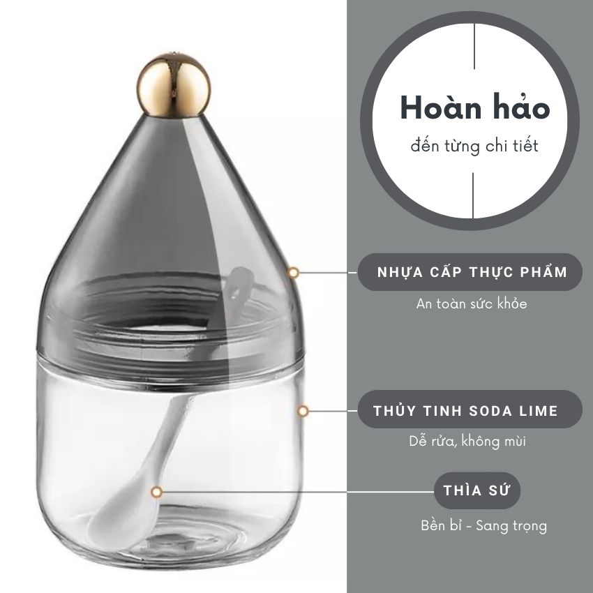 Hộp Gia Vị Thủy Tinh Thông Minh FEEKA Chống Ẩm 300ml