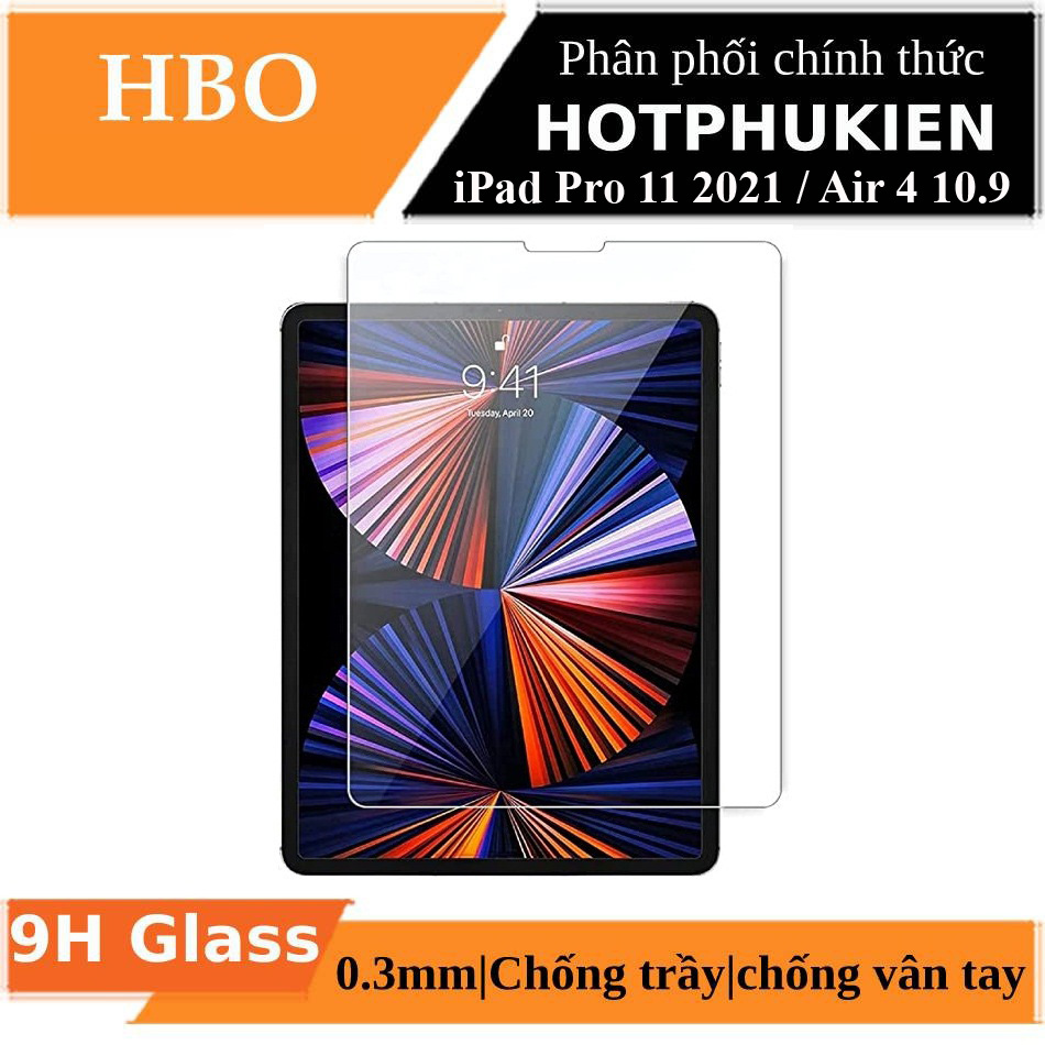 Miếng dán kính cường lực cho iPad Pro 11 2021 chip M1 / Pro 11 2020 / Pro 11 2018 / Air 4 10.9 inch hiệu HOTCASE HBO (độ cứng 9H, mỏng 0.3mm, hạn chế bám vân tay) - hàng nhập khẩu