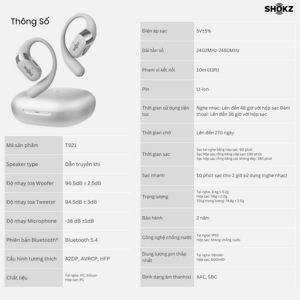 [MỚI] - Tai Nghe Không Nhét Tai True Wireless OpenFit 2+ T921 - Bảo Hành 24 Tháng - Hàng Chính Hãng