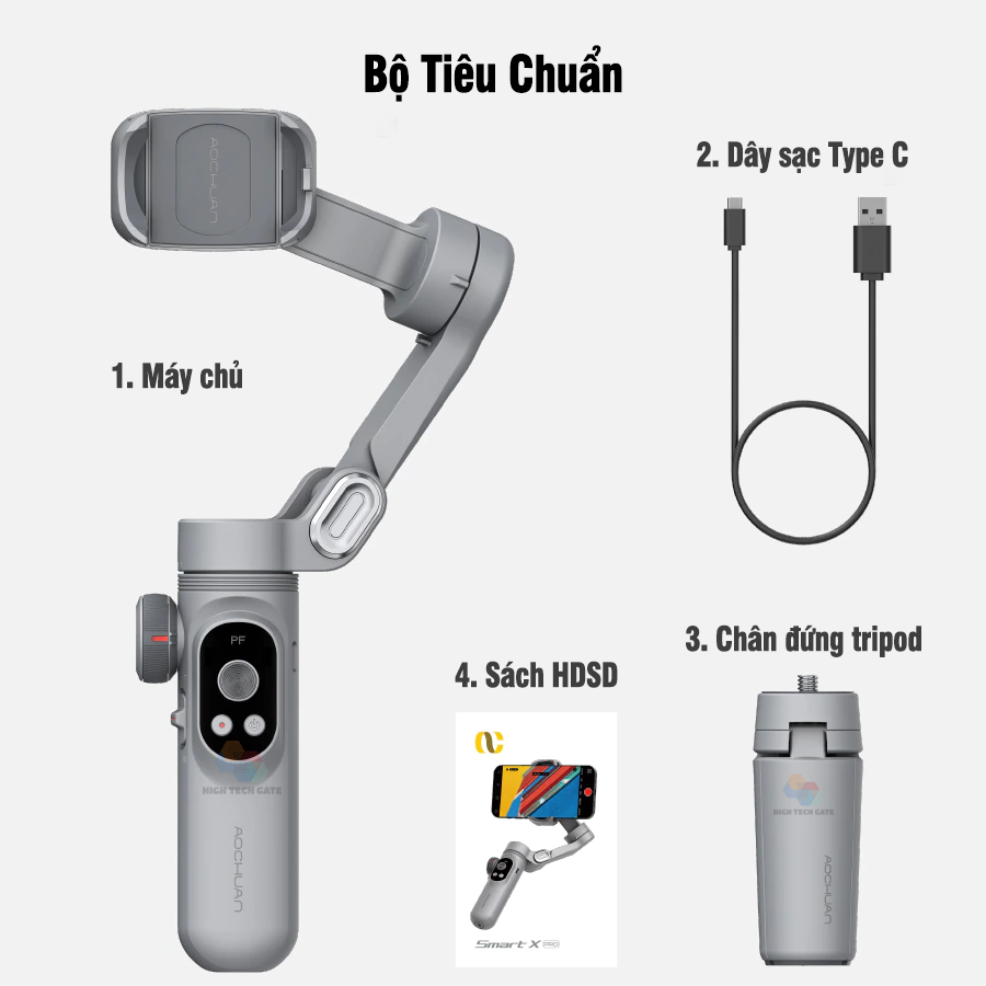 Tay cầm gimbal chống rung điện thoại Smart X | Smart X Pro có đèn trợ sáng, có APP, dõi theo vật thể, sạc không dây tiện lợi, hàng chính hãng