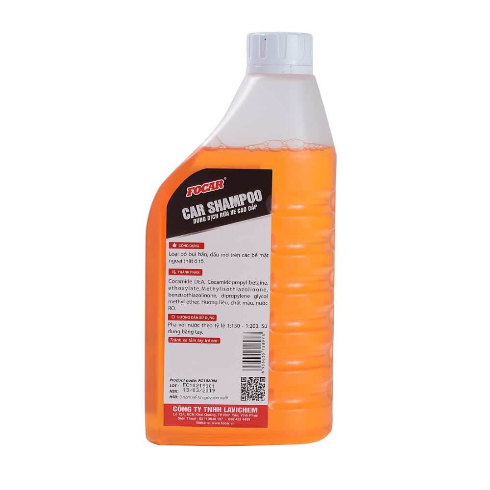 Nước rửa xe FOCAR  Shampoo 0,85L (tỷ lệ pha 1:150-1:200) - Tặng khăn lau xe