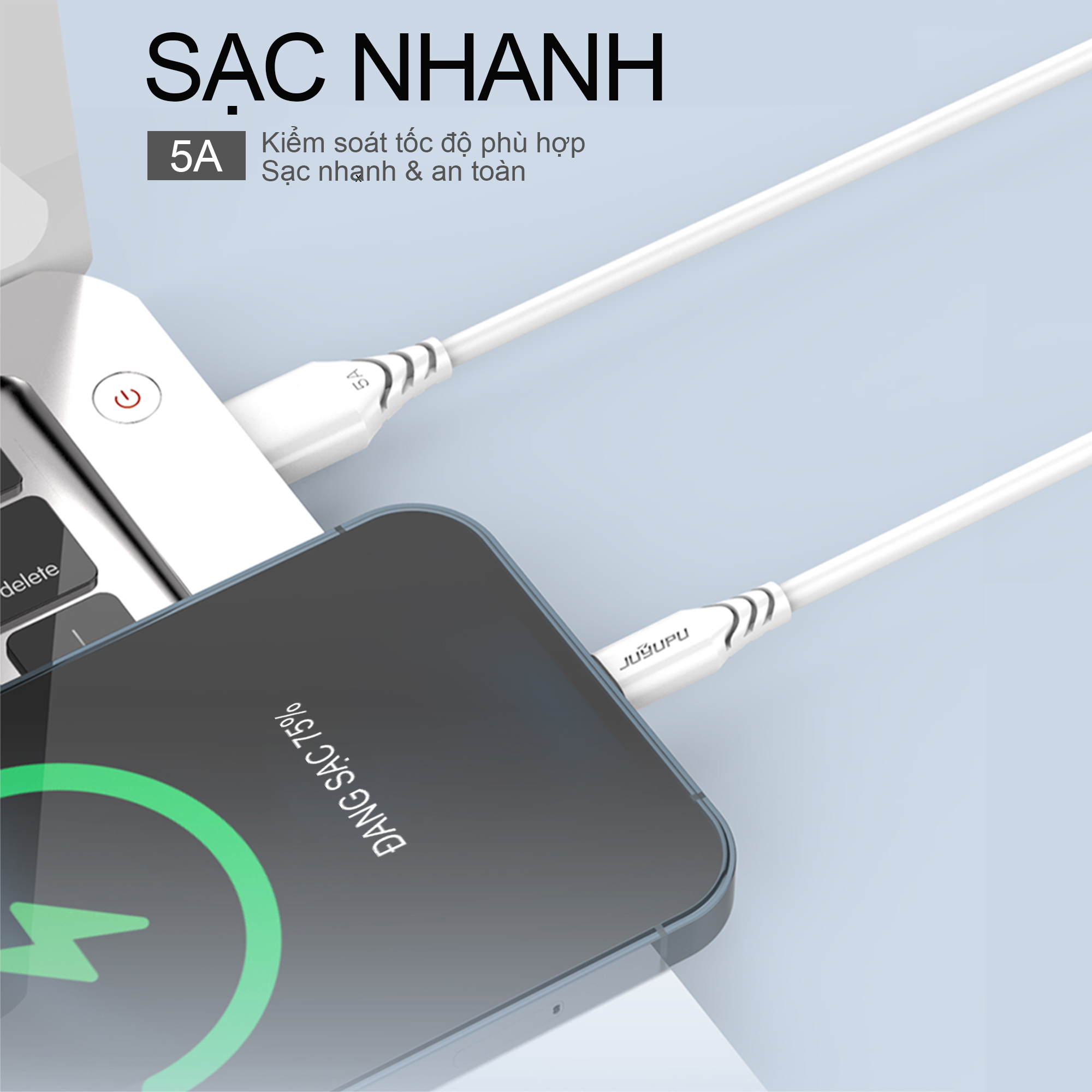 Sạc nhanh JUYUPU Q1 QC3.0 18W bộ sạc điện thoại cao cấp kèm dây cáp sạc Micro Type C dành cho Samsung OPPO VIVO HUAWEI XIAOMI củ sạc - HÀNG CHÍNH HÃNG