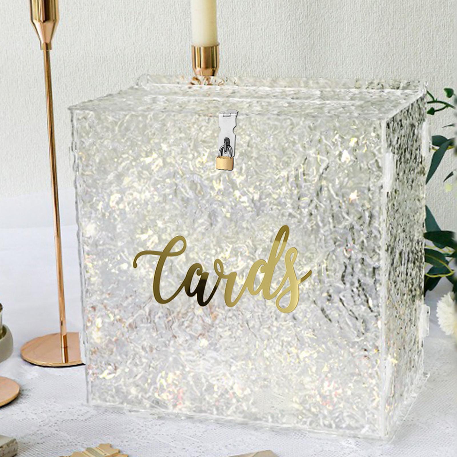 Acrylic Wedding Cards Box with Slot Gift Card Box for Party Anniversary Decor