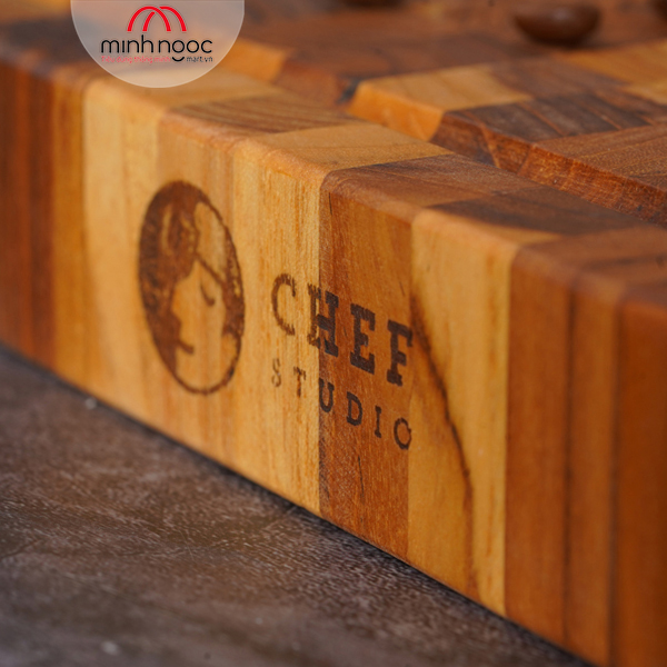 Hình ảnh [Chính hãng] Thớt gỗ Teak Chef Studio hình chữ nhật 25x35x3,5 cm - MSP 10235. Dùng cắt, thái, bằm, chặt, bày thực phẩm.