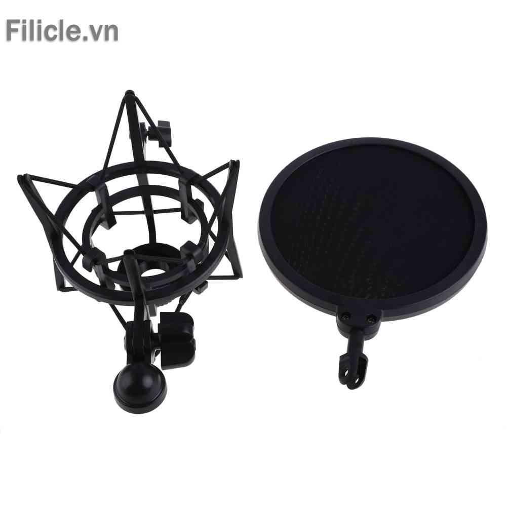 Bộ Giá Đỡ Chống Sốc + Lưới Lọc Âm Thanh Chuyên Dụng Cho Micro