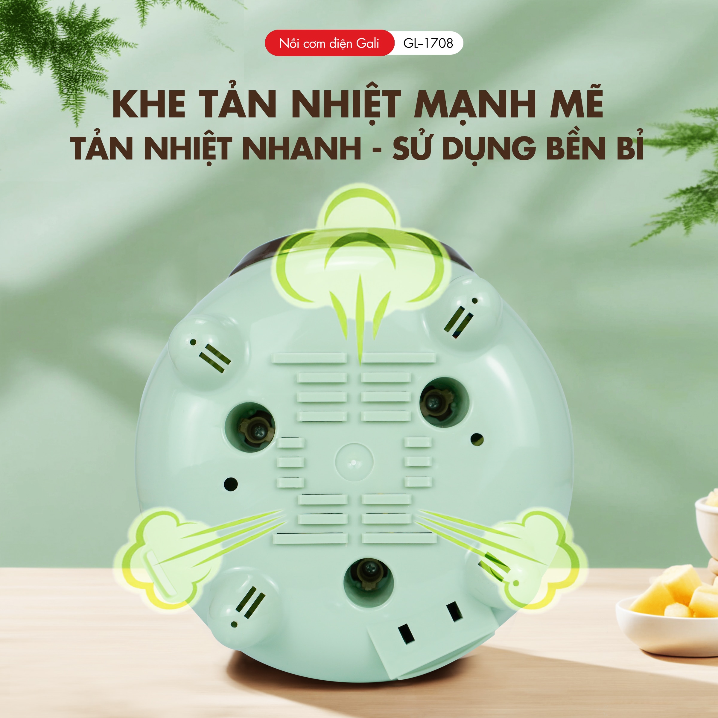 [Chính hãng] Nồi cơm điện GALI GL-1708 0.8 lít. Thiết kế nhỏ gọn, hiện đại, hàng nhập khẩu chất luọng cao, bảo hành 24 tháng