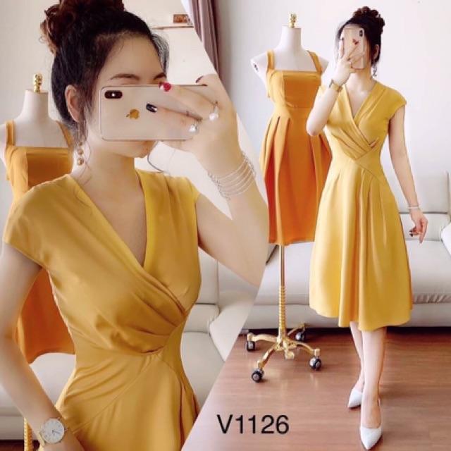 Đầm xòe cổ tim xếp ly xinh lung linh
