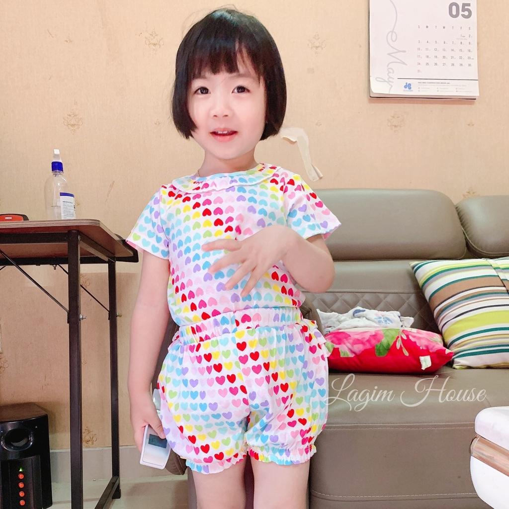 Đồ bộ cộc bé gái mặc nhà chất thun cotton mềm mại, set bộ hè nhiều họa tiết cho bé gái từ 7kg đến 18kg - Lagim House