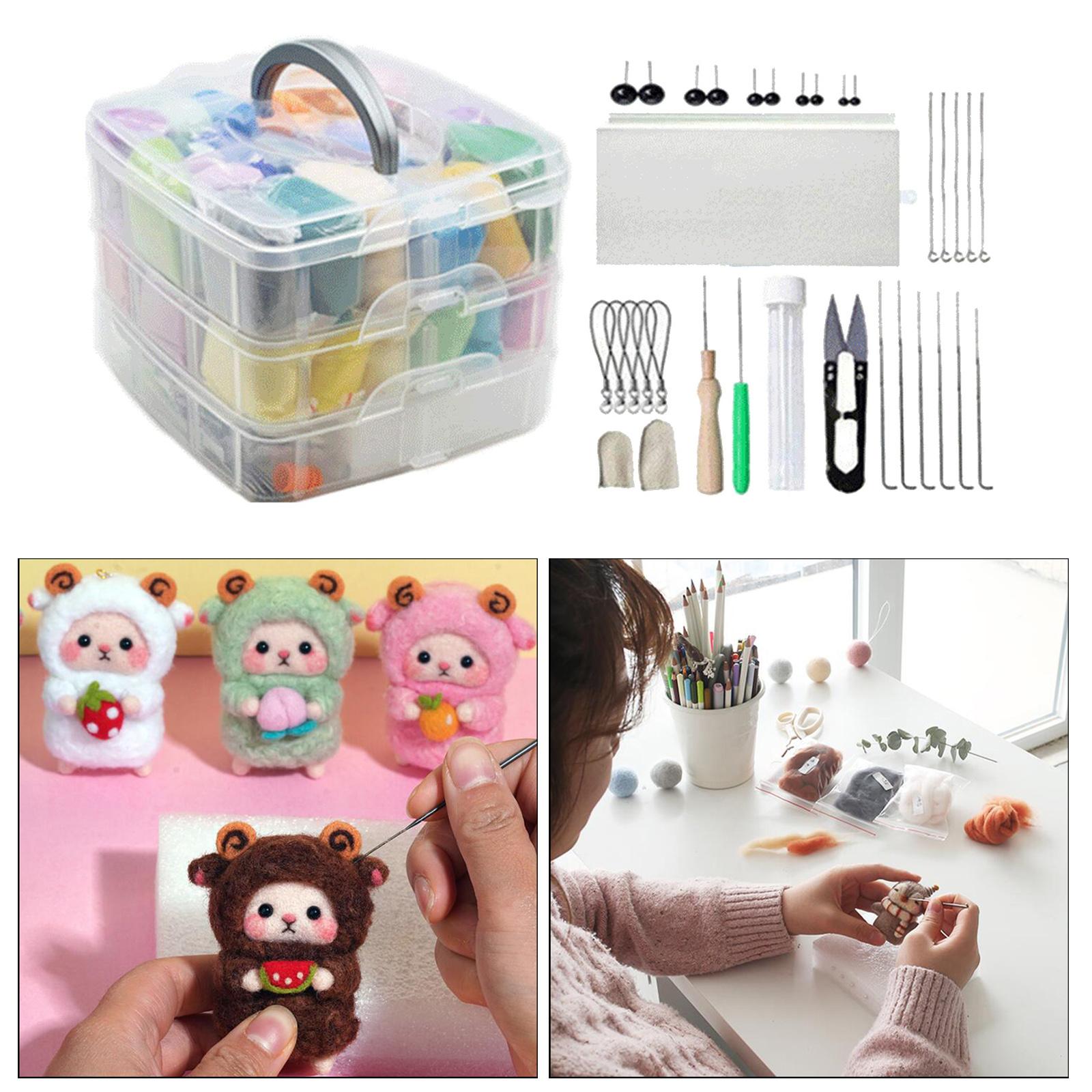 Premium All in Needle Felting Kit Supplies Felt Work Tools Storage Box Animal Toys Crafting Hand Crafts