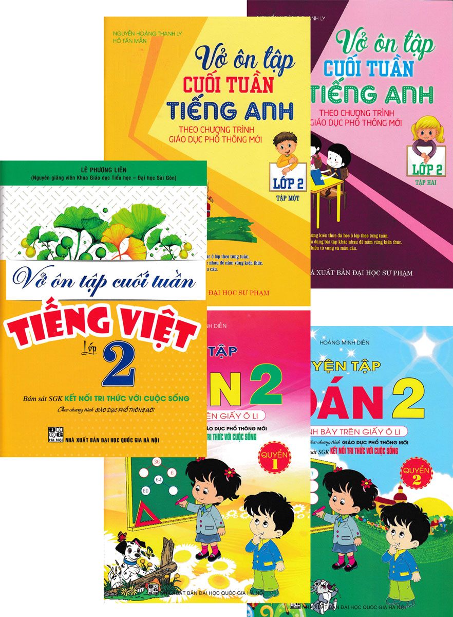 COMBO LUYỆN TẬP TOÁN - VỞ ÔN TẬP CUỐI TUẦN TIẾNG VIỆT - TIẾNG ANH LỚP 2