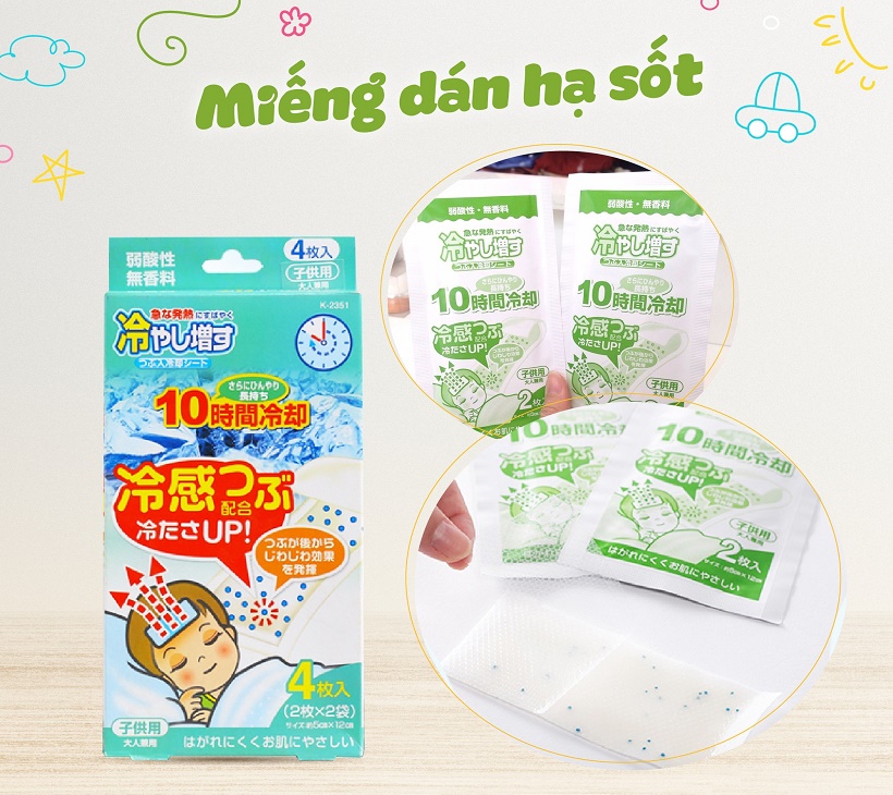 COMBO 02 HỘP 4 MIẾNG DÁN HẠ SỐT NHANH CHÓNG CHO BÉ (2X2) KHÔNG MÙI KOKUBO HÀNG NỘI ĐỊA NHẬT BẢN (MADE IN JAPAN)