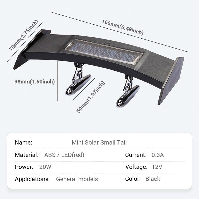 Năng lượng mặt trời Sợi carbon trên ô tô Cánh lướt gió Mini LED Ánh sáng nhấp nháy Cảnh báo Không thấm nước Đa năng 16 Đèn Led Đa chế độ Đèn đuôi tự động Phụ kiện Spoilers