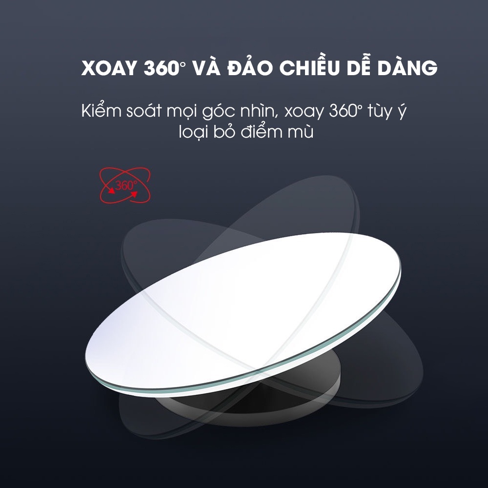 gương cầu lồi cho xe ô tô, Bộ 2 Gương Cầu Lồi Tràn Viền Xoay 360 độ Gắn Cho Kính Gương Chiếu Hậu Tránh Điểm Mù Cho Xe Hơi, Xe Ô tô - Hàng Chính Hãng dododios