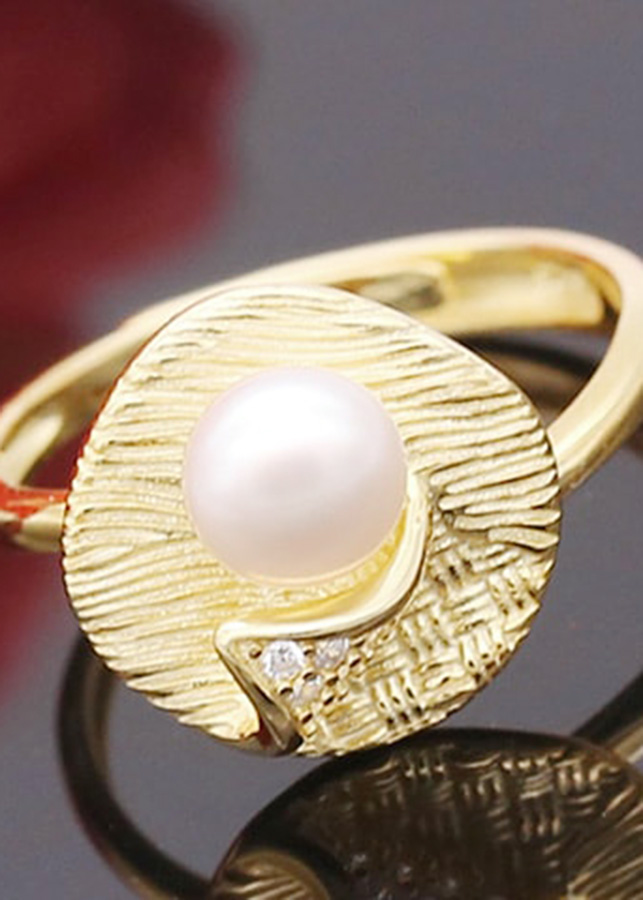 Nhẫn Ngọc Trai Cánh Lá Vàng N-1536 Bảo Ngọc Jewelry