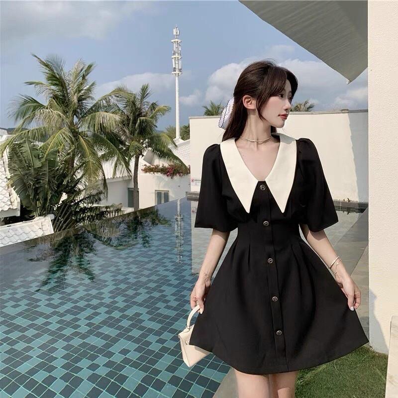 Đầm tiểu thư cổ bèo cực xinh tôn dáng cho nàng thích phong cách retro